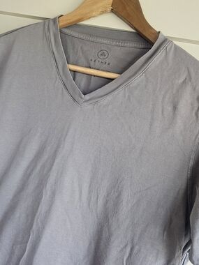 AETHER Men's V-Neck Short Sleeve Tee in Gray 100% Supima Cotton Made In USA